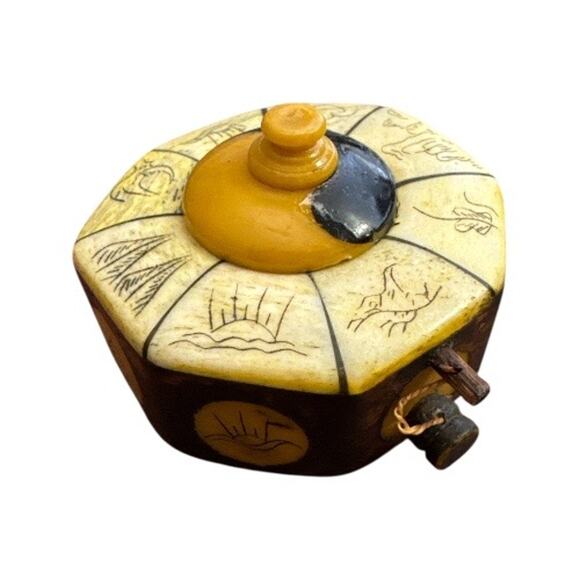 Antique Chinese Bone Wood Snuff Box with Wood Lock - Picture 1 of 10